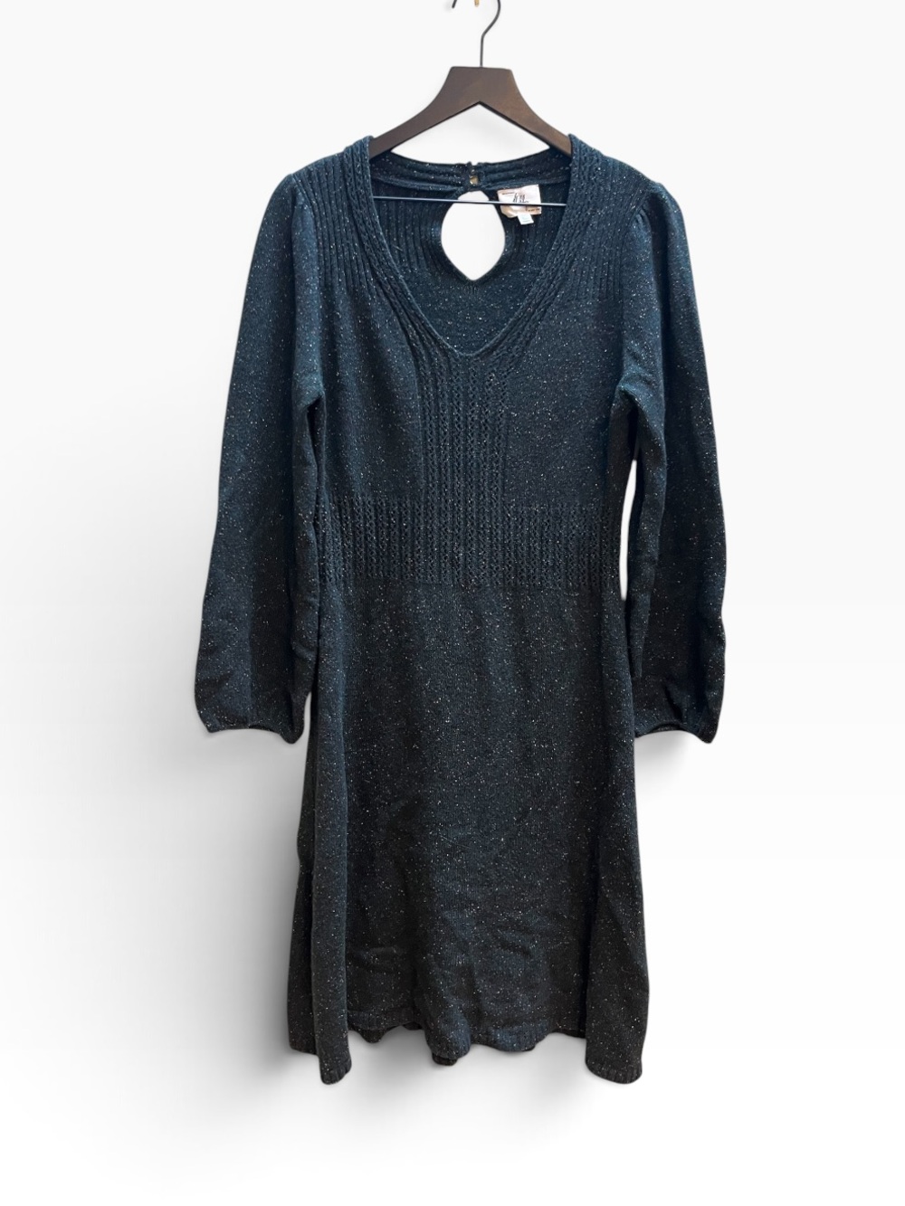 Milly green Metallic Knit V-Neck Sweater Dress - large